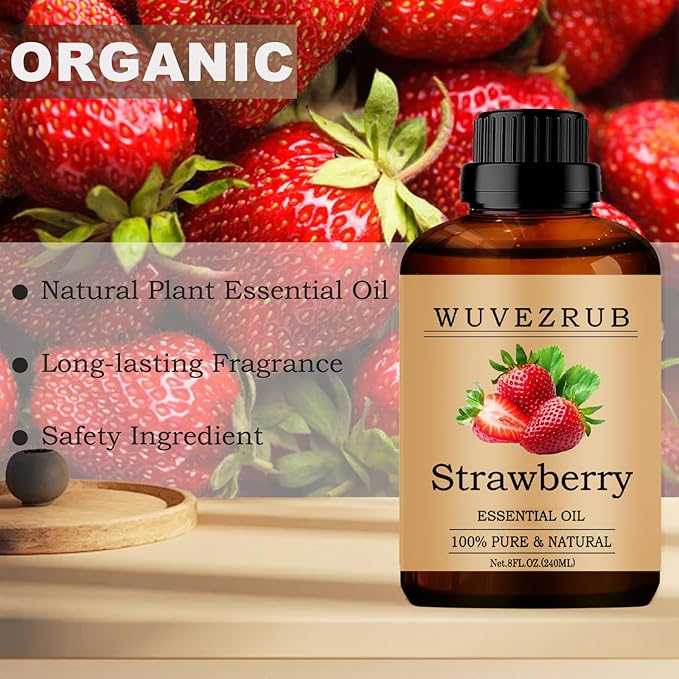 Strawberry Essential Oils, 240ML Pure and Natural Essential Oil for Aromatherapy Diffuser - Strawberry /8 Fl Oz
