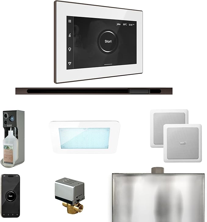 Mr Steam XDream Steam Shower Pkg w/iSteamX Control and Linear Steamhead in White OilRubBronze