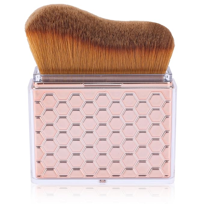 Retractable Self Tanning Brush with Cover, Self Tanner Kabuki Bronzer Makeup Applicator for Blending Tan Liquid Foundation Sunscreens Body Face Leg Arm (Rose Gold)
