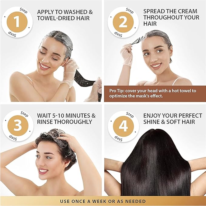 Karseell Collagen Hair Treatment Deep Repair Conditioning All Hair Types 16.90 oz 500ml + Argan Oil Hair Serum for Dry Damaged Hair 50ml