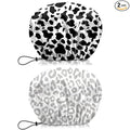 2 PCS Shower Cap Waterproof Double Layer Elastic Adjustable Reusable Hair Bath Caps for Girls Women Cute Aesthetic-Black White
