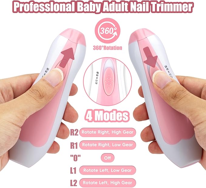 Qunlions life Baby Nail Trimmer Electric-12 in 1 Baby Nail Clippers Safe Baby Nail File Kit with a Nail Clipper, Scissor, Tweezers, and Nail Files