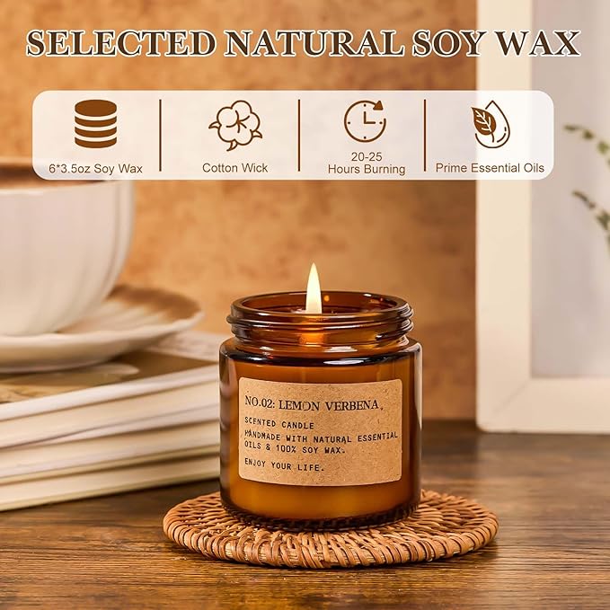 Candles for Home Scented, 6Pack 3.5 Oz Soy Wax Candles Gifts Sets with Sage Breeze & Lavender for Brithday Valentine's Day Gifts Women Mothers Day
