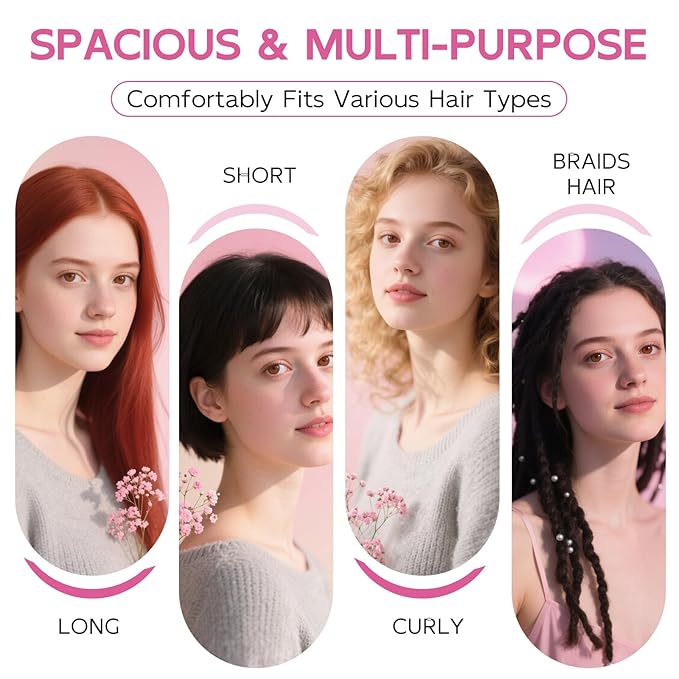 Years Calm Extra Large Shower Cap for Long Thick Hair – Waterproof Double Layer Bath Cap with Satin Lining, Secure Elastic Fit for Braids, Curls & Extensions