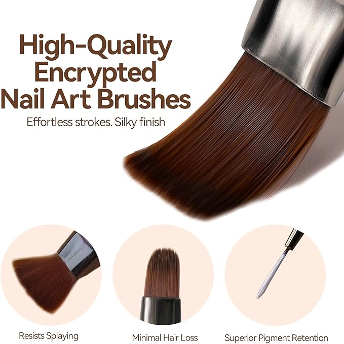 Nail Art Brushes Set with Nail Stand Holder for Press On & Painting Nails,Nail Dotting Tools with Sculpture Pen,Acrylic Nail Brushes for Gel Builder Extensions French Tip,Nail Art Tools Design