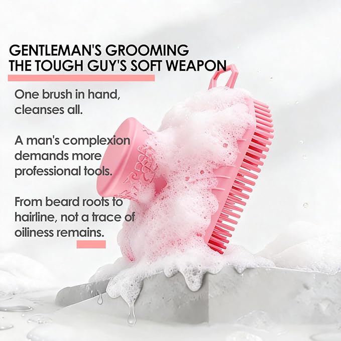 RamPula Face Scrubber, Silicone Exfoliating Brush for Men Women, Facial Cleansing Brush, Manual Waterproof Cleansing Skin Care, Blackhead Removing Pore Cleansing Massaging Face Brushes - Pink