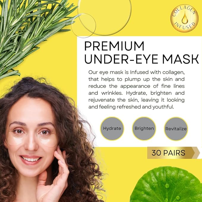 Collagen Under Eye Patches - Anti-Aging, Dark Circle & Puffy Eye Treatment - Hydrates and Firms Skin - 30 Pairs