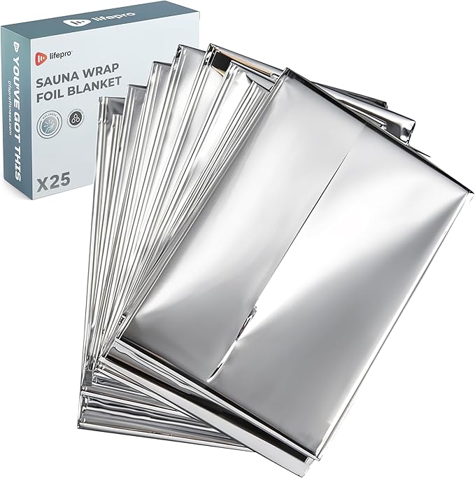 LifePro Sauna Wrap Foil Blanket - Disposable Non-Toxic Thermal Blanket Foil Wrap - for Max Body Heat Retention, for Use with Far Infrared Sauna Blanket Therapy - 63" x 82.5"