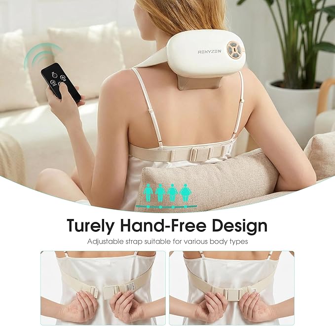2026 Cordless Neck Massager with Heat for Pain Relief Deep Tissue, 4D Kneading Massage Tools with Remote Control, Rechargeable Shiatsu Massager for Neck, Shoulders& Back, Women& Men