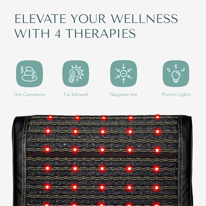 HealthyLine Jet Mat Pillow – Far Infrared Gemstone Heating Pad - Cutting-Edge Wellness Device – Negative Ions, Photon Lights