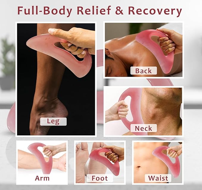 RAAFI Large Body Gua Sha Tool for Cellulite Removal, Lymphatic Drainage and Muscle Relaxation - Easy Grip Gua Sha Body Massager Tool for Legs, Neck & Whole Body. Resin
