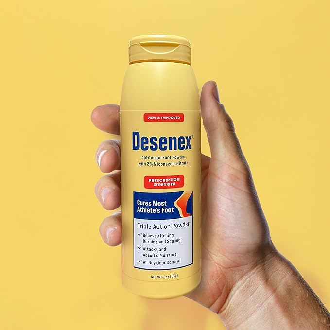 Desenex Anti-Fungal Foot Powder, Cures Most Athlete’s Foot, 2% Miconazole Nitrate, Helps Relieve Itching, Burning and Scaling, Attacks and Absorbs Moisture, 3oz Bottle