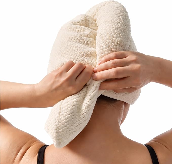 Smart Hair Towel™ – Slim Shape Microfiber Hair Wrap with Patented Elastic Band – Super Absorbent, Lightweight, Firm Fit – for Wet & Dry Hair (Charcoal Gray, Large)