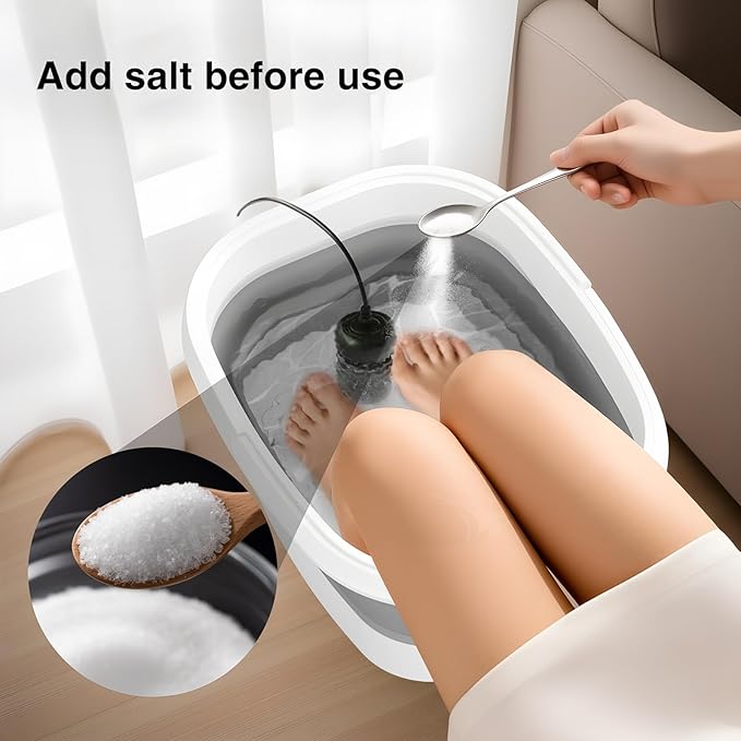 Ionic Foot Bath Detox Machine,Foot Detox Foot Bath Soak Tub with 2 Arrays,80 Disposable Liners,Detox Sea Salt,Folding Foot Spa Bucket,Home Salon-Level Foot Soaking Tub