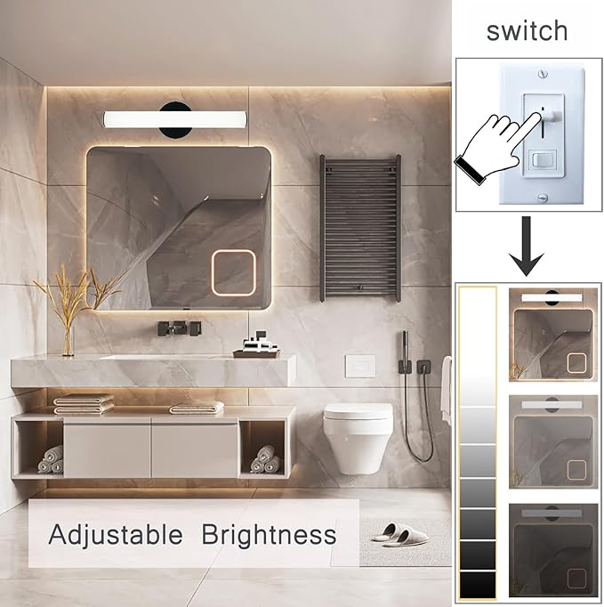 OOWOLF 2 Pack Bathroom Vanity Light, Adjustable Brightness 12W 17.3inch Bathroom Light Fixtures,1200LM Led Vanity Bar, 5000K Natural White, Wall Lamp for Mirror Living Room, Hallway, Cabinet Porch