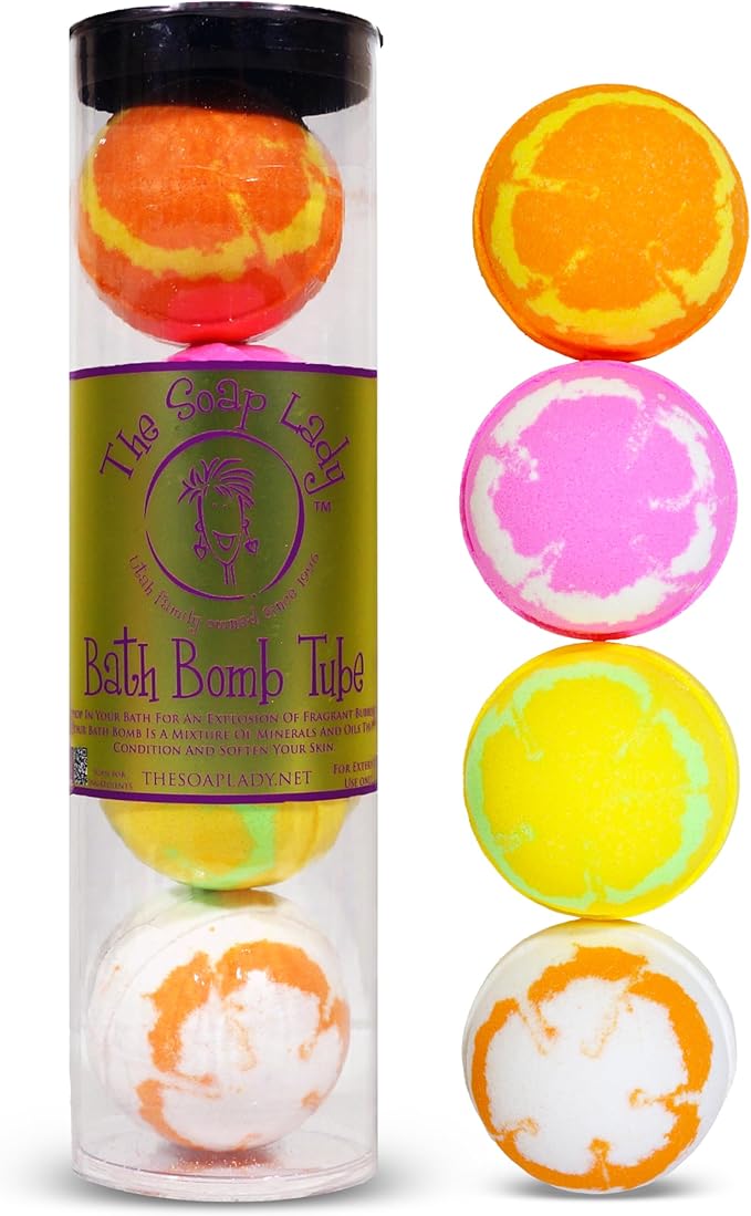 The Soap Lady Bath Bombs - Citrus Grove, Grapefruit, Lemon Lime, & Satsuma - 4 Pack