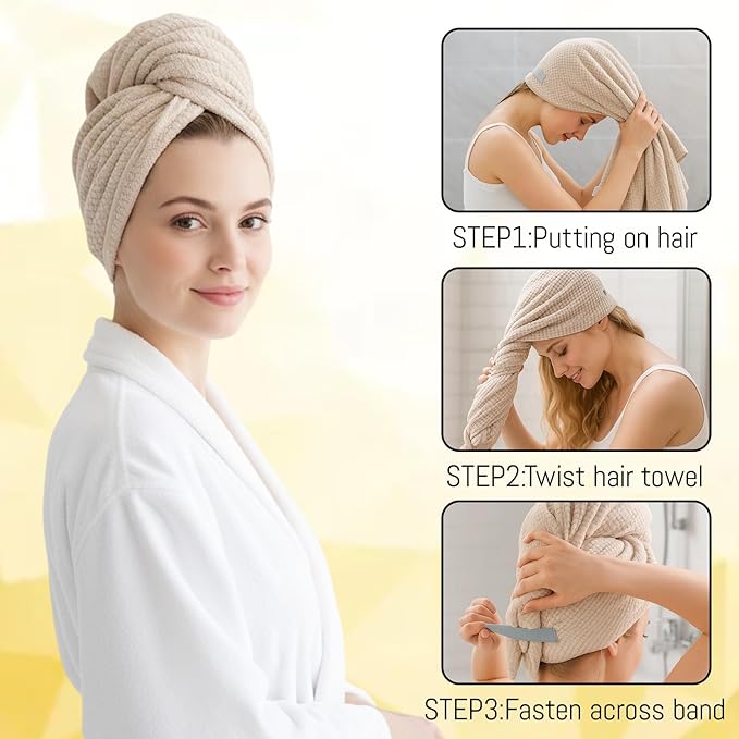 2PCS Plopping Towel Curly Hair, Large Microfiber Hair Towels for Women, Super Absorbent Hair Plopping Wrap for Curls, Quick Dry Hair Towel for Long & Damaged Hair, Salon & Travel Use.