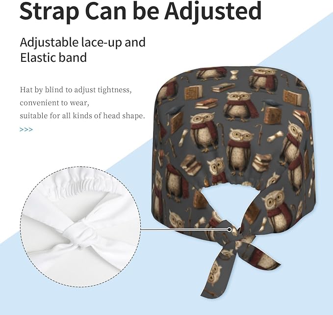 Alligator Ice Cream Working Cap, Scrub Cap with Sweatband, Adjustable Tie Back Hat Breathable Headgear for Women/Men