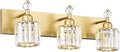 PRESDE Crystal 3 Light Vanity Light for Bathroom Gold Bathroom Lights Fixtures Over Mirror Modern Wall Sconce Lamp
