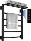 Heated Towel Racks for Bathroom, Hot Towel Warmer with 24hr Timer Stainless Steel Wall Mounted Electric Towel Warmers for Bathroom (Black, 5-Bar)