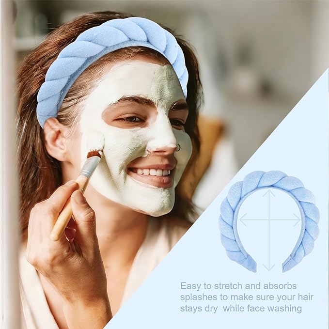 Spa Headbands for Women Skincare Makeup Headband for Washing Face Puffy Bubble Headbands Preppy Stuff Gifts for Teen Girls Women Cute Hair Accessories