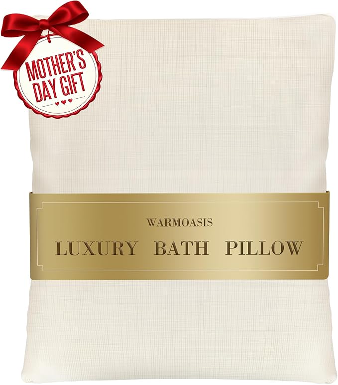 Luxury Bathtub Pillow,Gift for Mother's Day,Head,Neck & Back Support,Quick-Drying 5D Mesh Core,Adjustable Thickness Fits Any Bathtubs,Easy to Maintain,Beige