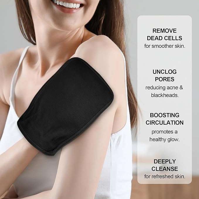 (black) 1PCS Durable Body Scrub, Dead Skin Remover & Body Scrubber Exfoliator, Body Exfoliating Gloves for Shower, washcloth exfoliating, exfoliating glove for Smooth Skin