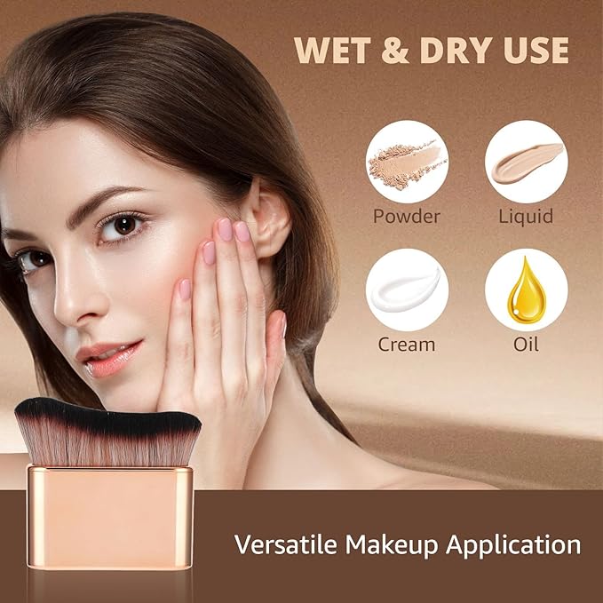 Professional Kabuki Foundation Brush - Self Tanning Blend Brush, Makeup Brush Streak-Free Application Multi-Use for Foundation Self Tanner Sunscreen Body Lotion (Rose Gold (Self Tanner Brush))