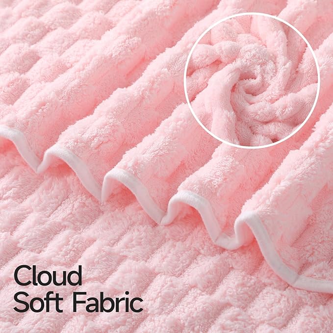 REDKISS 2 Pack Microfiber Hair Towels - Extra Large Hair Towel Wrap for Women, 24x42 inch Pink Hair Towels with Elastic Strap, Super Soft Blue Hair Drying Towels Curly Anti Frizz Turbans