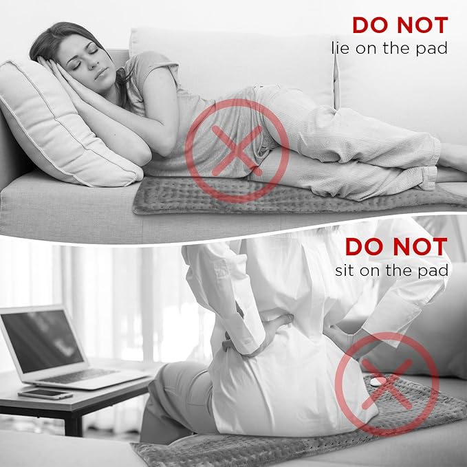 NOWWISH Heating Pad for Back Pain Relief & Period Cramps, 33x17 Inches Large Electric Heating Pad with 10 Heat Settings, Timer & Auto Shut-Off, Machine Washable, Mothers Day Gifts for Mom Women, Grey