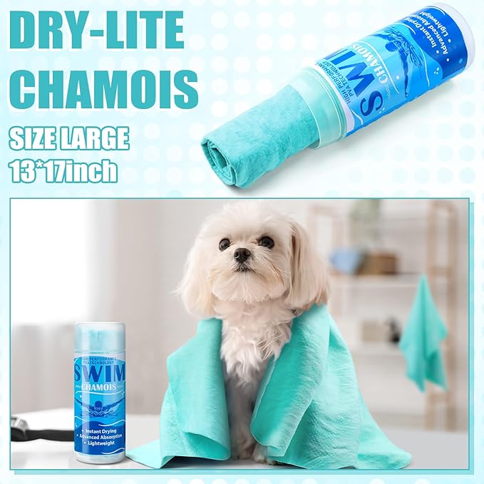 SmoothNovelty 2 Pack Swim Chamois Towel Water Absorbent Quick Dry Towel Shammy Chamois Cloth for Swimming Car Drying Diving Water Sports Beach Shower Pool Swimmer Gift