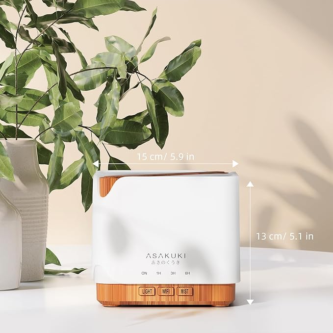 ASAKUKI Essential Oil Diffuser for Home, Smart WiFi 700 ml Humidifier, Connect with Alexa and Google Home, Phone App & Voice Control, Customized Schedule Timers and LED Light, Gift for Mom - Yellow