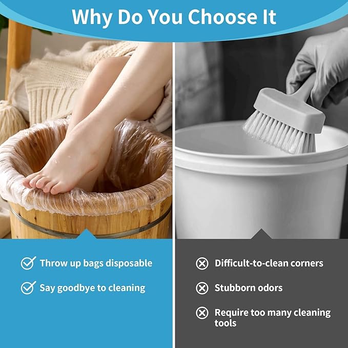 25PCS Pedicure Liners Disposable - Plastic Footsie Footbath Foot Soak Bath Spa Pedicure Bowl Liners Disposable Covers Bags for Feet Basin Soaking Bucket Tub Productos Para Pedicura Spa Supplies
