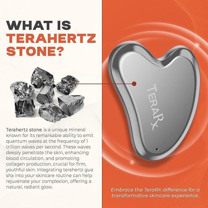 TeraRX® Terahertz Gua Sha for Enhanced Lymphatic Drainage, Reduced Puffiness, and Relieved Facial Tension – 100% Authentic Terahertz Stone Gua Sha Facial Tools