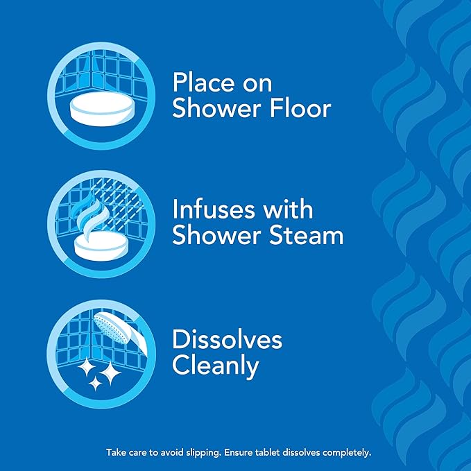 Vicks, VapoShower Plus, Shower Steamers, Eucalyptus Shower Steamer & Menthol Scent, Clean Dissolving Vapor Shower Tablets, Aromatherapy Shower Steamer & Shower Bombs, 12 Count (Pack of 6)