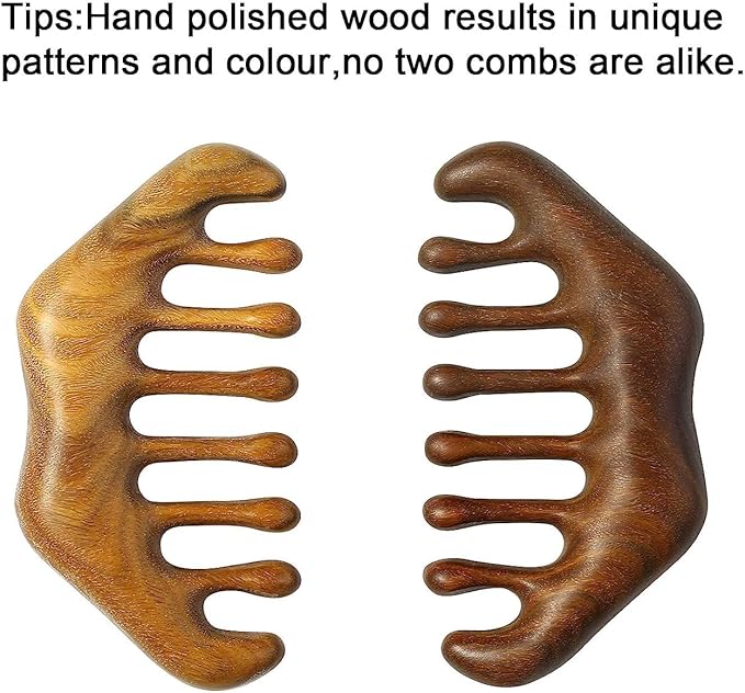 OULIGET Massage Wooden Comb,Wood Wide Tooth Hair Comb, Scraping Scalp Massage,Handheld No Static Head Tool,1 Pieces.