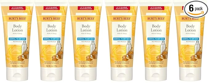 Burt's Bees Body Lotion for Normal to Dry Skin with Milk & Honey, 6 Oz (Package May Vary), (Pack of 6)