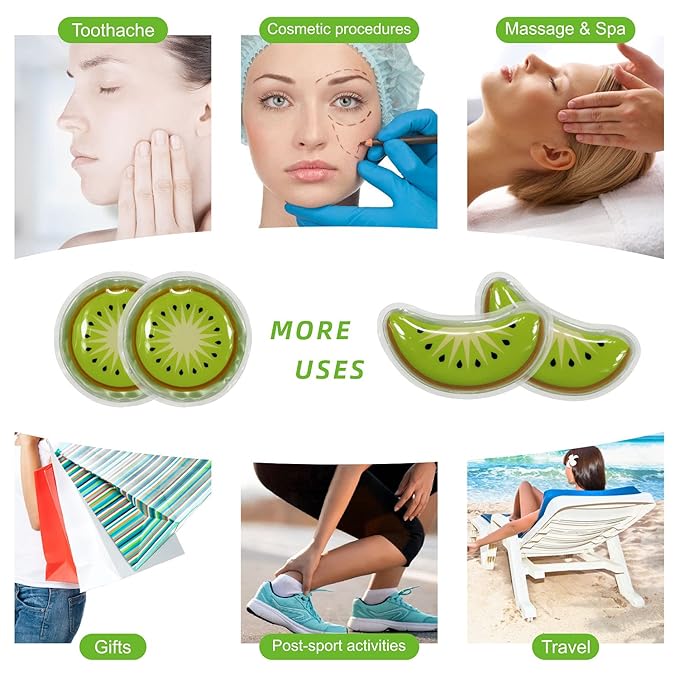 ZNÖCUETÖD Small Gel Ice Pack for Eye Pads and Under Eye Patches, Hot Cold Treatment Pack for Redness and Pain Relief (Kiwi)