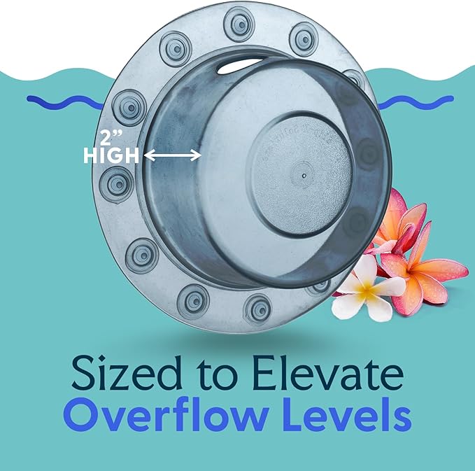 SlipX Solutions Bottomless Bath, Essential Overflow Drain Cover for Bathtub, Best Bath Accessories for Women, Adds Inches of Water to Your Tub for Deeper Soak, 4" Diameter, Dusty Blue