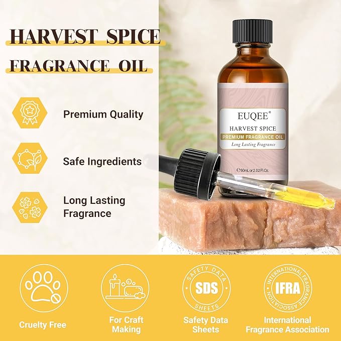 EUQEE Harvest Spice Fragrance Oil, Premium Fragrance Essential Oils for Soap Candle Making, Diffusers, DIY Bath Bombs - 2.02 Fl oz/ 60ml