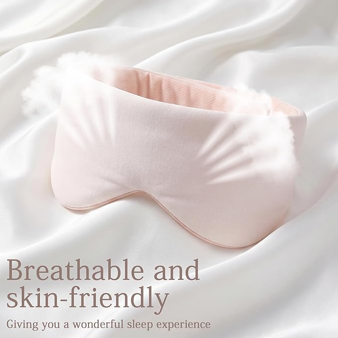 Silk Sleep Mask for Side Sleepers - Mulberry Silk Ultra Soft Light Blocking Eye Covers for Sleeping, Comfortable Eye Cover for Night Sleep Travel Airplane Home Sleepover Gift (Pink)