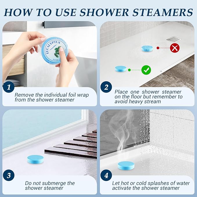 TranquilBliss Shower Steamers, 18 PCS Set, Self Care Relaxation Shower Tablets with Shea Butter, Shower Bombs, Christmas Gift Ideas for Mother's Day, Women, Wife