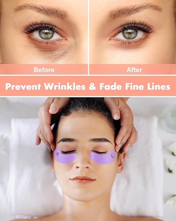 Under Eye Patches Silicone - 4 Pairs Reusable Eye Wrinkle Patches, Reusable Under Eye Mask, Plump Fine Lines & Wrinkles, Purple