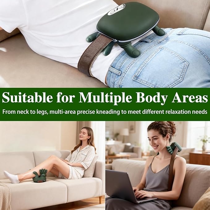 Bionic Hand Neck and Shoulder Massager with Heat, Shiatsu Kneading Trapezius Muscle Massager, Cordless Portable Full Body Massage Device, Gift for Office Workers & Parents