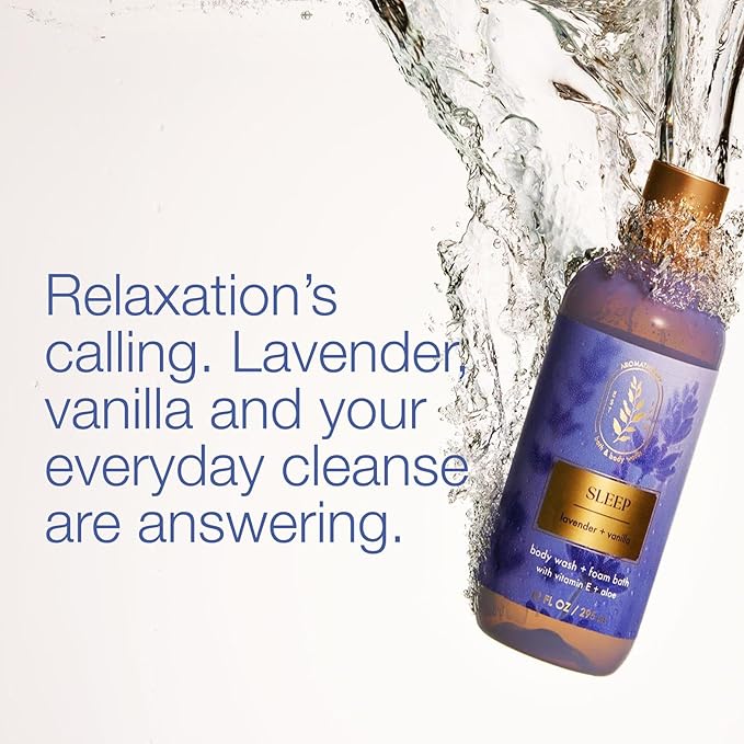 Bath & Body Works Lavender Vanilla Body Wash & Foam Bath, Aromatherapy Cleanser with Vitamin E & Aloe, Non-Drying & Gentle for Daily Use, 10 fl oz - 2 Pack