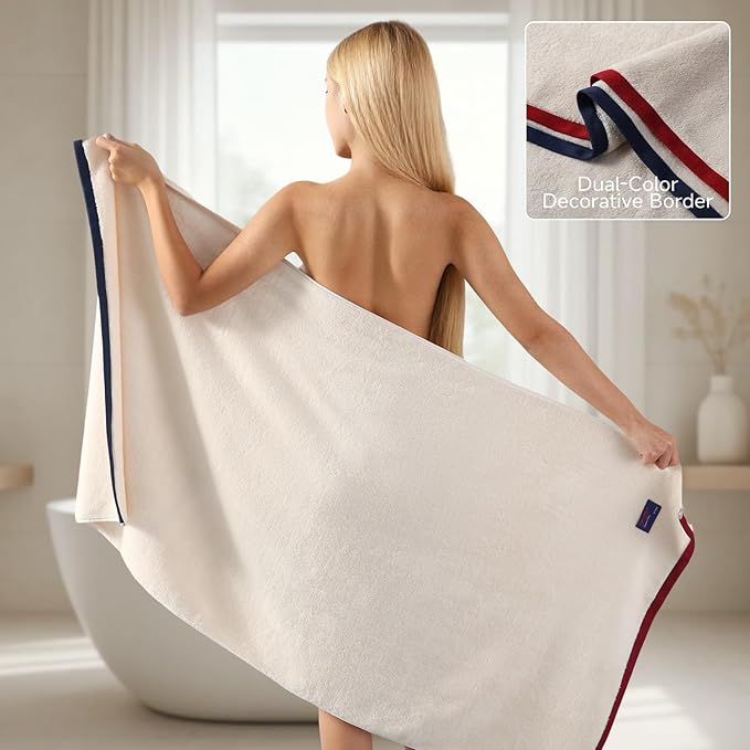 REDKISS 6 Piece Luxury Bath Towel Set, 2 Bath Towels, 2 Hand Towels, 2 Washcloths, 100% Cotton Ultra Soft Highly Absorbent Quick Dry Towels for Bathroom, Gym, Spa, Hotel, Beige Brown