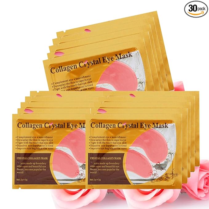 Under Eye Patches, 30PCS Pink Eye Mask, Eye Gel Pads With Collagen Treatment for Reducing Dark Circles, Lighten Wrinkles Anti-Aging Moisturizing, Fine Lines Eye Bags Puffiness Women Men