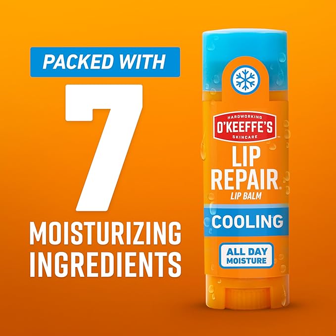 O'Keeffe's Lip Repair Lip Balm With Cooling Relief for Dry, Cracked Lips - Stick (4 Pack) - Moisturizer for Very Dry Lips