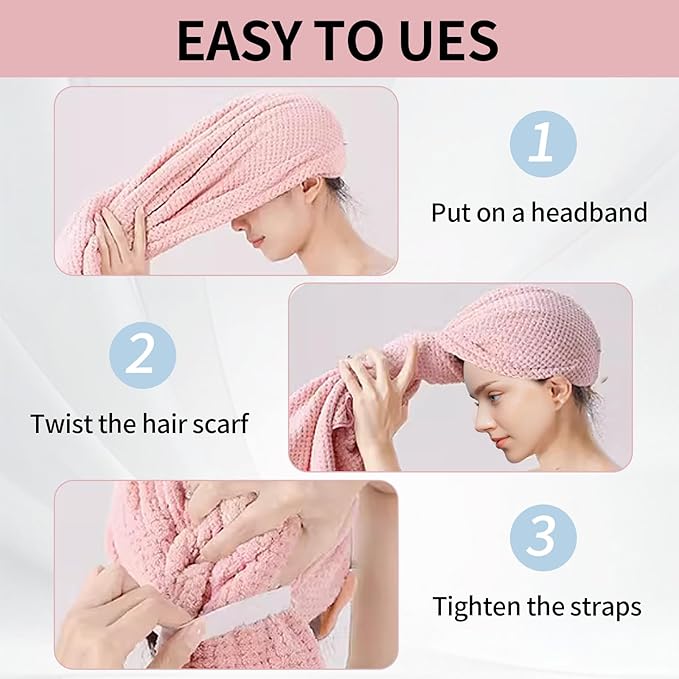 2 PCS Extra Large Hair Towel Wrap for Women Long Hair, 40 * 20" Microfiber Towels for Anti-frizz & Absorbent Quick Dry