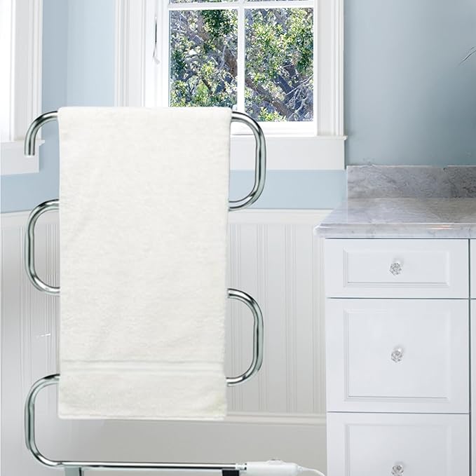 Warmrails Classic Towel Warmer - Free-Standing or Wall Mounted Towel Warmer Rack for Drying Towels and Garments - 37.5-Inch Nickel Finish Frame with 4 Bars - Model HCS